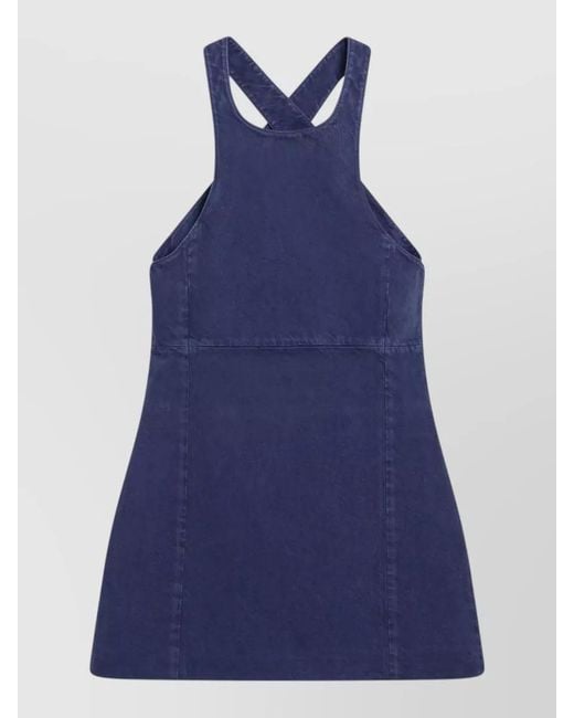 Miu Miu Blue Cross Back Sleeveless Mini Length Dress