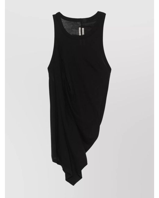 Rick Owens Black Draped Asymmetric Sleeveless Top Drape for men