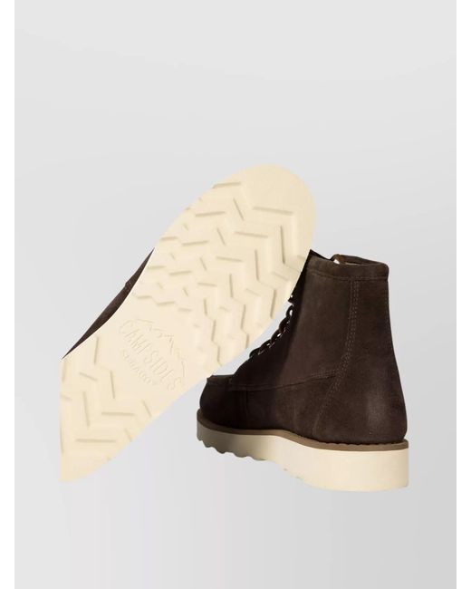 Sebago Brown Mid Suede Lace-Up Boots With Stitch Detailing for men