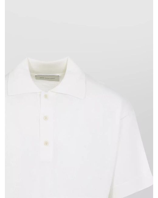 AMI White Silk Blend Short Sleeve Polo Shirt for men