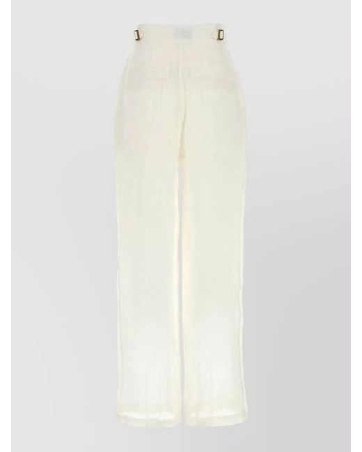 LeKasha White Sohag High Waist Pleated Wide Leg Pants