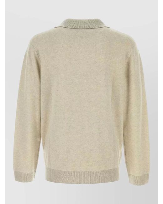 LeKasha Natural Cashmere Gibson Sweater Ribbed Cuffs Hem for men
