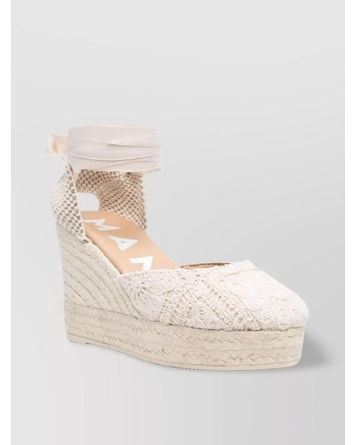 Manebí Natural Crochet Wedge Espadrilles