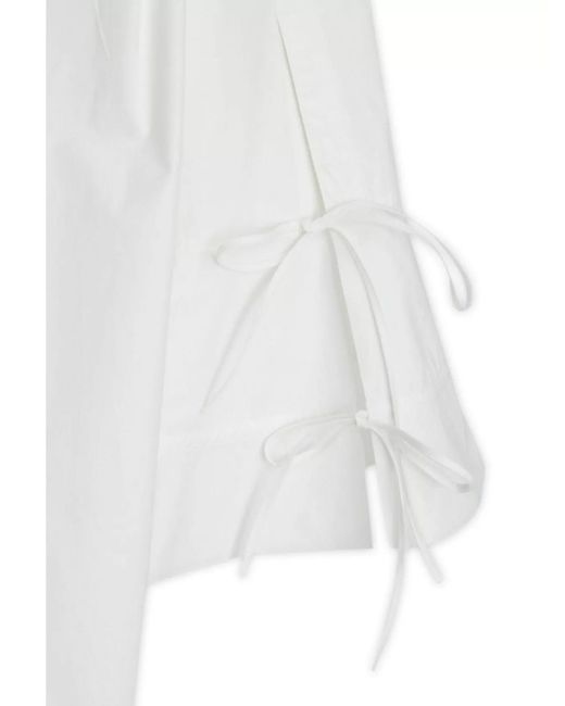 Palm Angels White Cotton Shirt Midi Dress