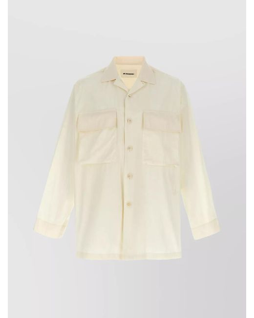 Jil Sander Natural Cotton Logo Embroidery Shirt for men