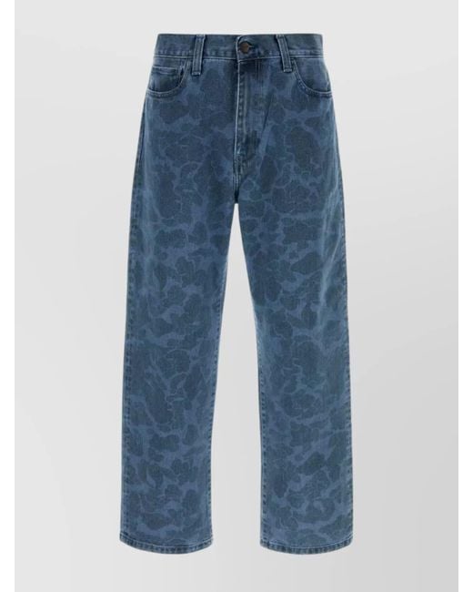 Carhartt Blue Denim Duck Landon Trousers Five Pocket Design for men