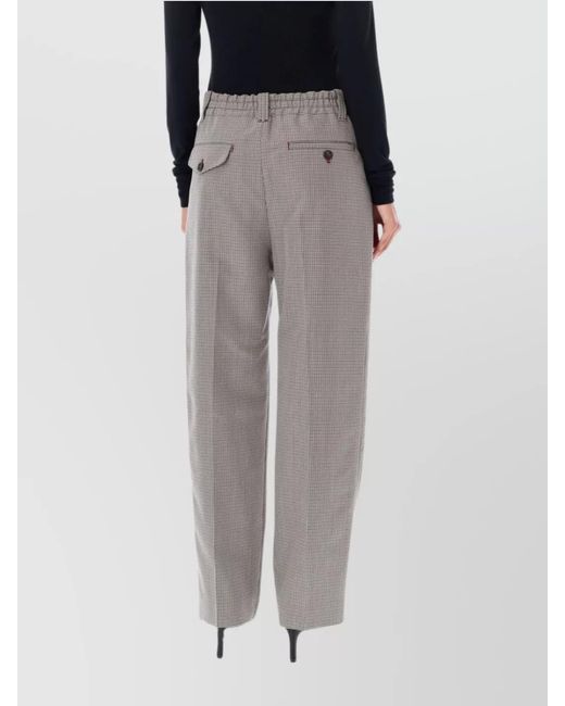 Marni Black Embroidered Checked Wool Tailored Trousers