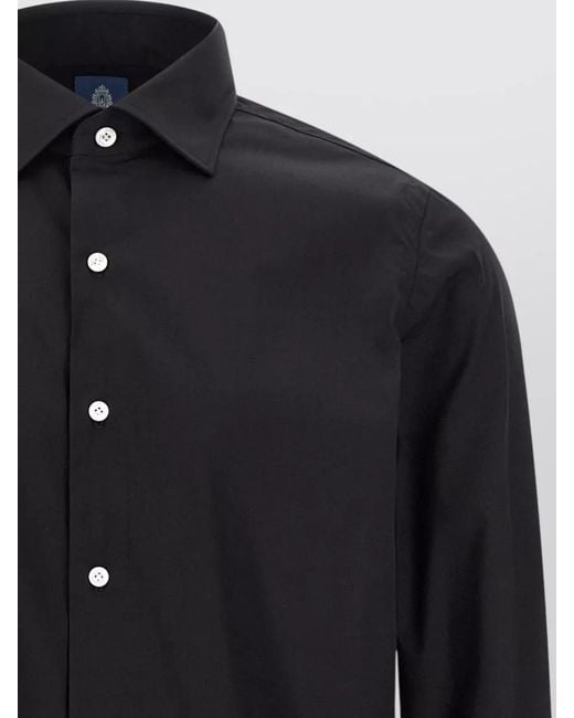 Finamore 1925 Blue Napoli Button Down Long Sleeve Shirt for men
