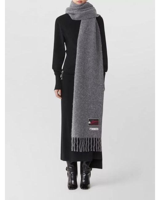 Lanvin Gray Alpaca Wool Scarf for men