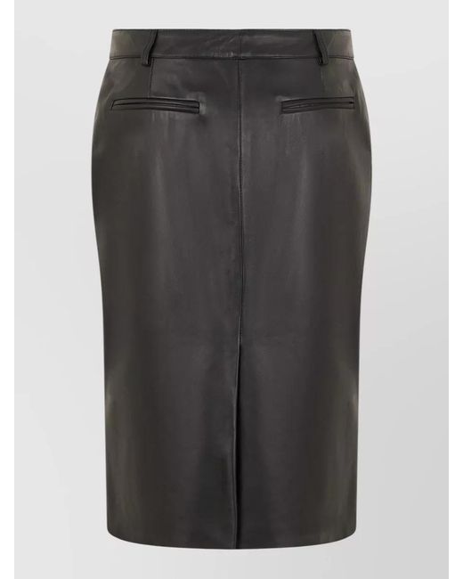 GIUSEPPE DI MORABITO Black High Waist Leather Midi Skirt