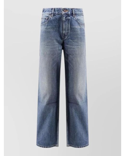 Céline Blue Straight Leg Pants Belt Loops Five Pocket
