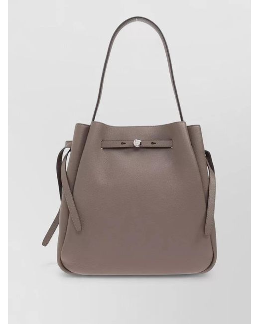 Tory Burch Natural Large Leather Bucket Bag With Adjustable Strap