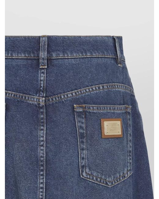 Dolce & Gabbana Blue Long Flared Denim Skirt Maxi Length