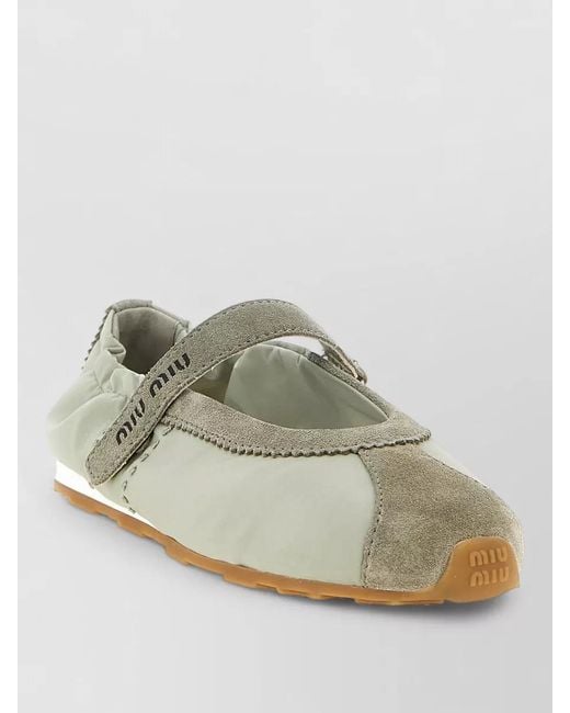 Miu Miu White Plume Ballerina Shoes Elastic Back