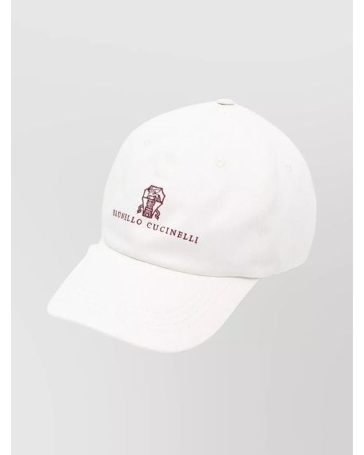 Brunello Cucinelli White Cotton Baseball Cap Featuring Logo Design for men