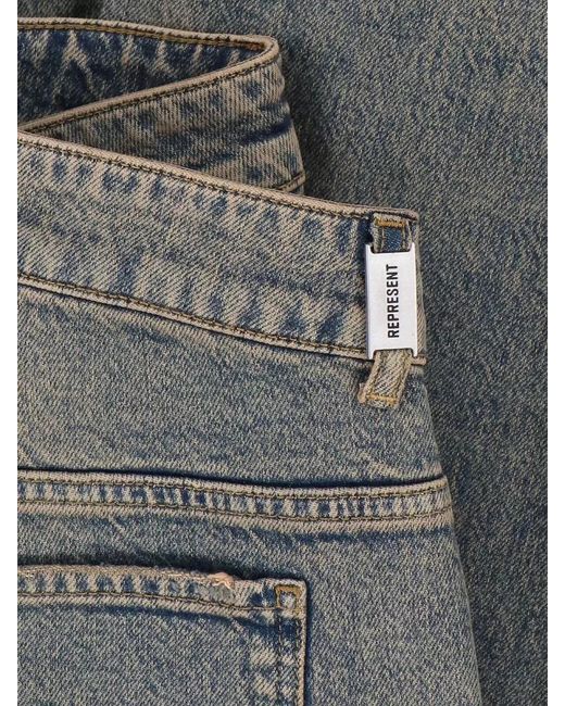 Represent Gray Cotton Straight-Leg Jeans for men