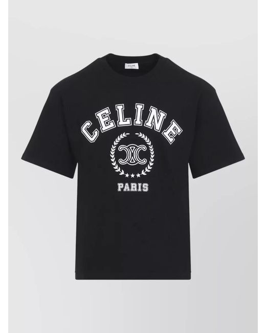 Céline Black Cotton Relaxed-Fit Graphic T-Shirt for men