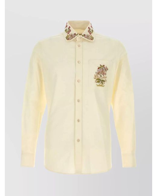 Valentino Garavani Natural Oxford Shirt With Long Sleeves And Embroidery for men