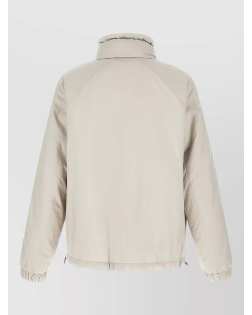Brunello Cucinelli Natural Nylon Hooded Raglan Coat Drawstring Hem for men