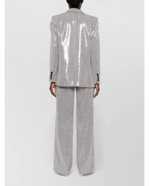 ERMANNO FIRENZE Gray Tailored Blazer Wide Leg Trousers Houndstooth Sequins