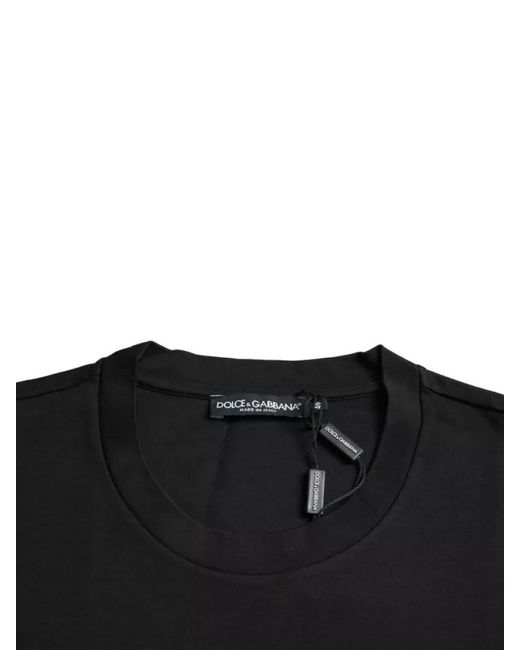 Dolce & Gabbana Black Love Always Crew Neck Slogan Top for men