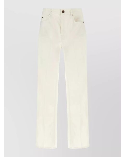 Balmain White Denim High-Rise Straight-Leg Jeans