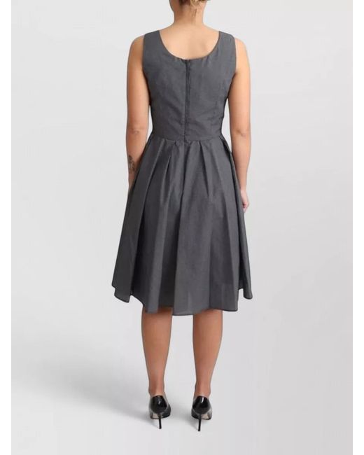 Dolce & Gabbana Blue Cotton Sleeveless Polka-Dot Knee-Length Dress