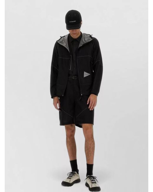 And Wander Black Nylon 3L Ul Raincoat for men