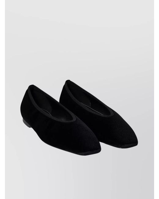 Totême Black Velvet Ballerina Shoes
