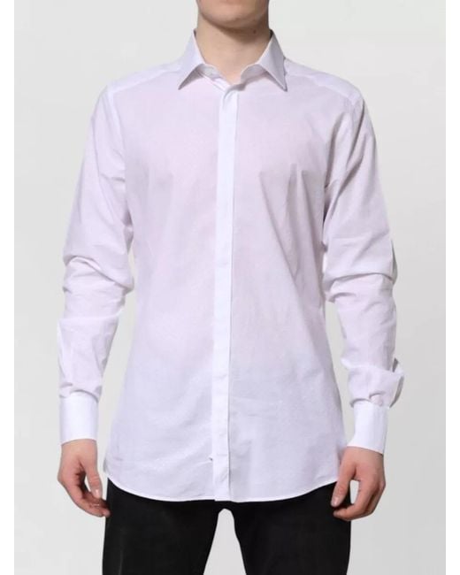 Dolce & Gabbana Purple Cotton Long Sleeve Formal Shirt for men