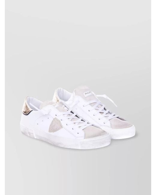 Philippe Model White Leather Low-Top Sneakers