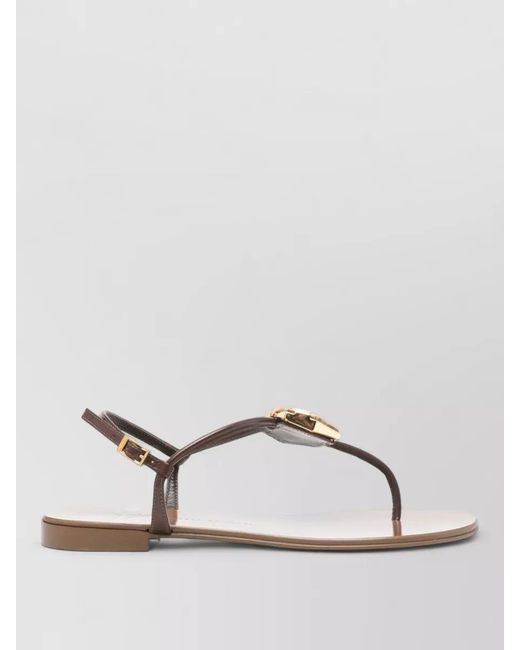Giuseppe Zanotti Natural Atlantide Flat Thong Sandals Toe Ring