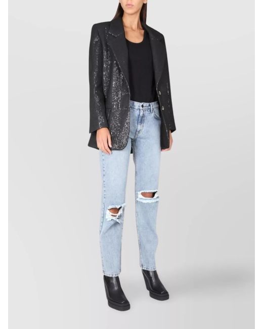 The Mannei Multicolor Sequin Embellished Longline Blazer