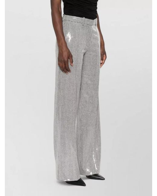 ERMANNO FIRENZE White Tailored Houndstooth Trousers High Waist Wide Leg