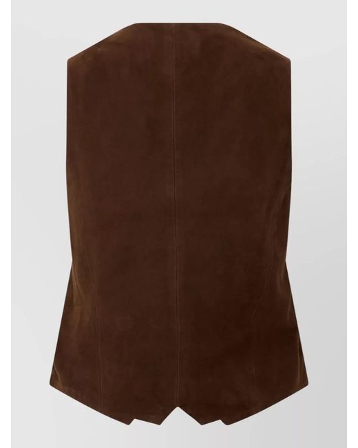 GIUSEPPE DI MORABITO Brown Suede Tailored Vest Slim Fit V Neck