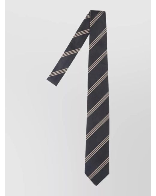 Lardini White Striped Tie Smooth Finish Adjustable Length for men