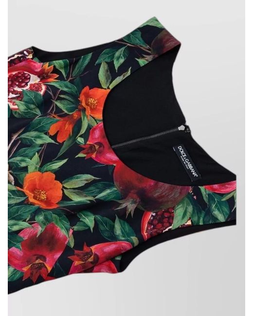 Dolce & Gabbana Red Sleeveless Floral-Print Midi Dress