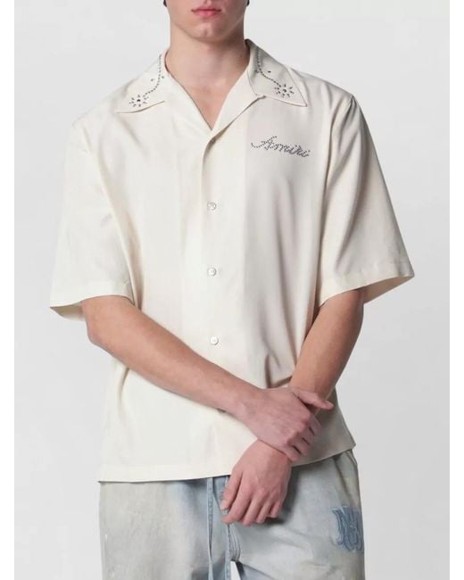 Amiri White Shirt Embroidered Collar Short Sleeves Design for men