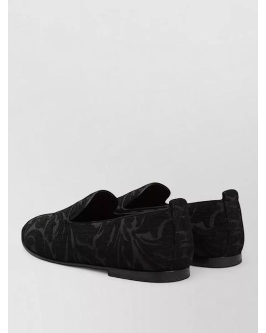 Dolce & Gabbana Black Floral-Pattern Loafers for men