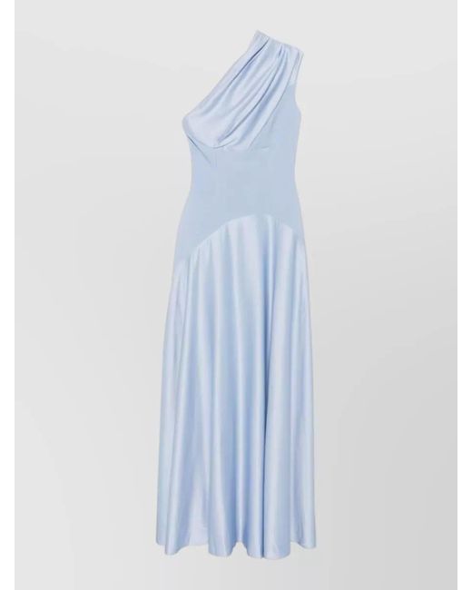 Solace London Blue Gabriela One Shoulder Draped Maxi Dress