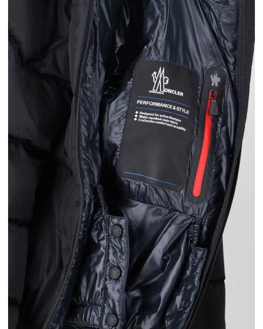 Moncler Black Hooded Jacket Belted Waist Long Sleeves
