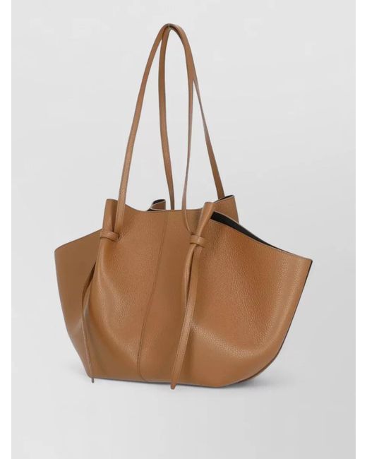 Yuzefi Brown Pebbled Leather Shopper Bag Adjustable Handles