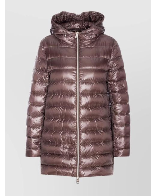 Herno Purple Hood Detail A-Shape Down Jacket