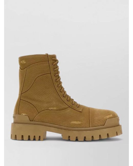 Balenciaga Brown Combat Strike Ankle Boots Chunky Sole for men
