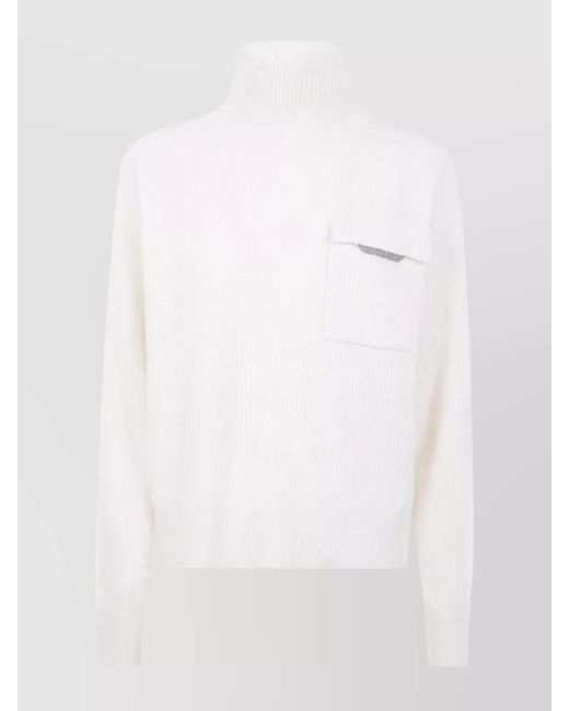 Brunello Cucinelli White Cashmere Turtleneck Jumper