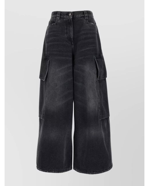 Palm Angels Blue Denim Wide-Leg Trousers