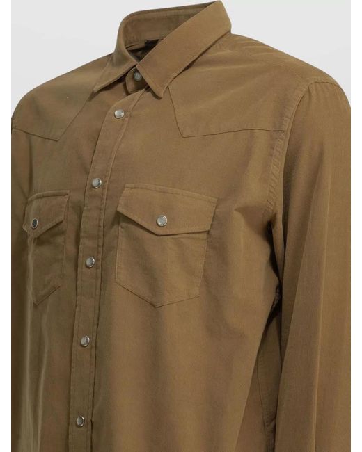 Tom Ford Green Corduroy Western Shirt for men