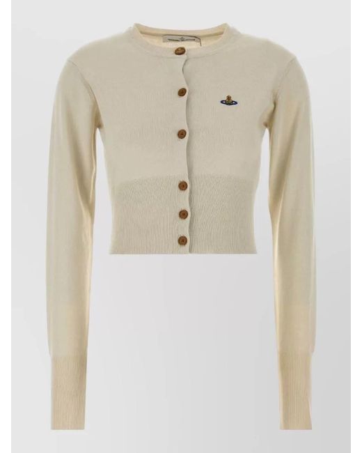 Vivienne Westwood Natural Cashmere-Blend Cropped Crewneck Cardigan