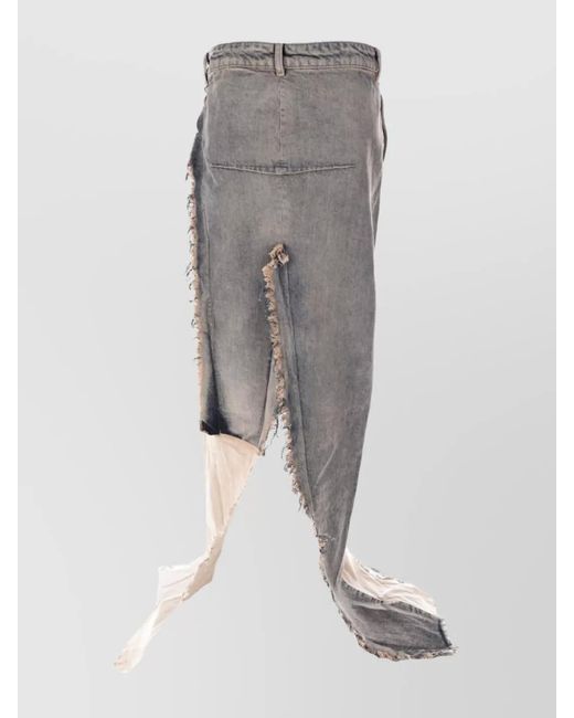 Rick Owens Gray Denim Asymmetric Skirt