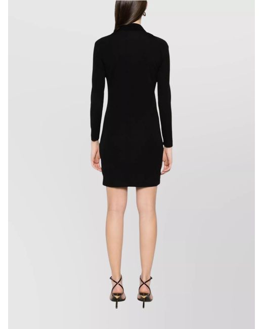Tom Ford Black Viscose V-Neck Long-Sleeve Mini Dress